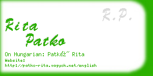 rita patko business card