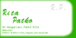rita patko business card